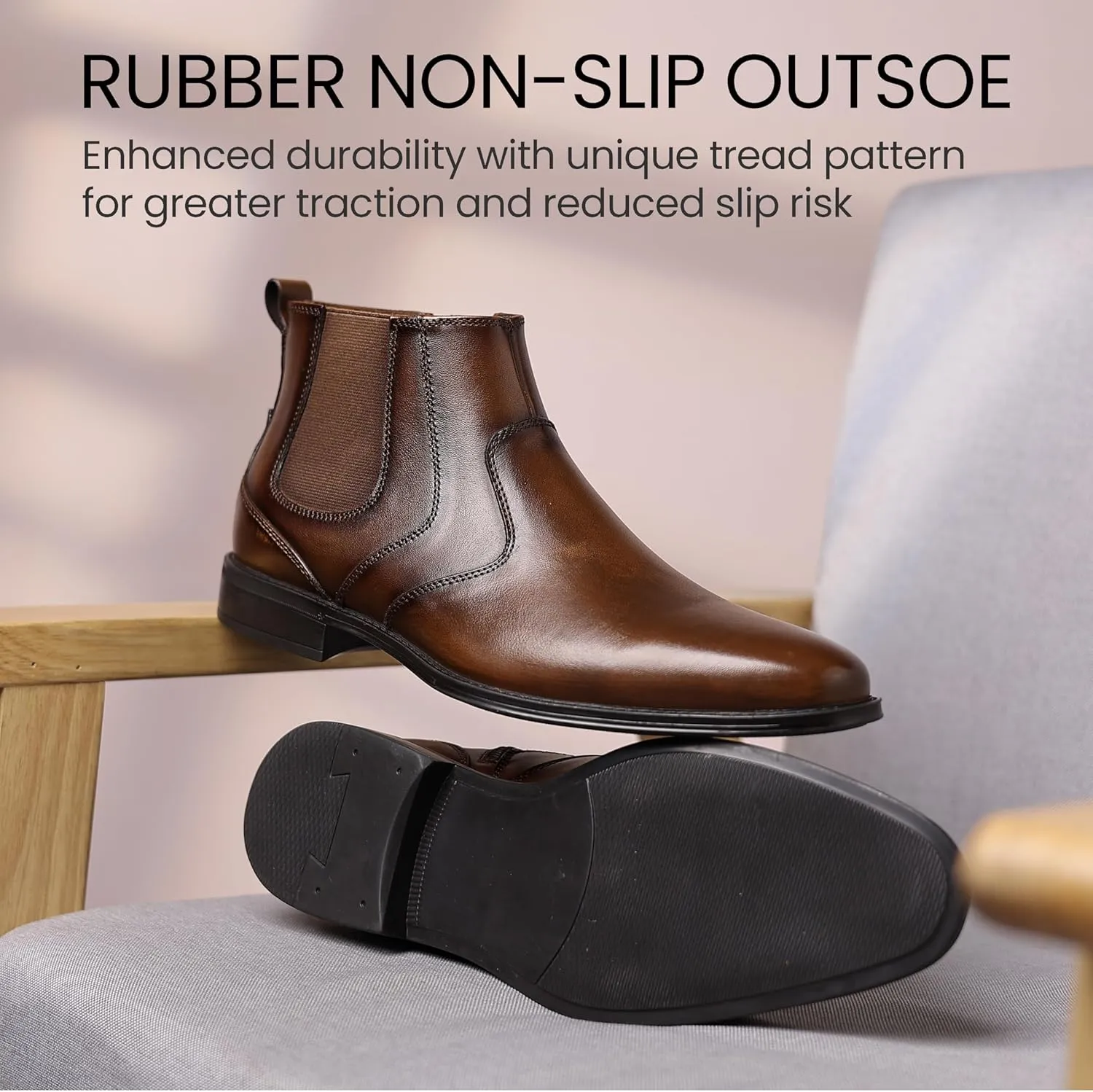Holy dove Chelsea Boots Men  Genuine Leather,Chelsea Boots for Men with Side Zipper, Casual Slip-On Ankle Boots, Chukka & Oxford Style Dress Boots