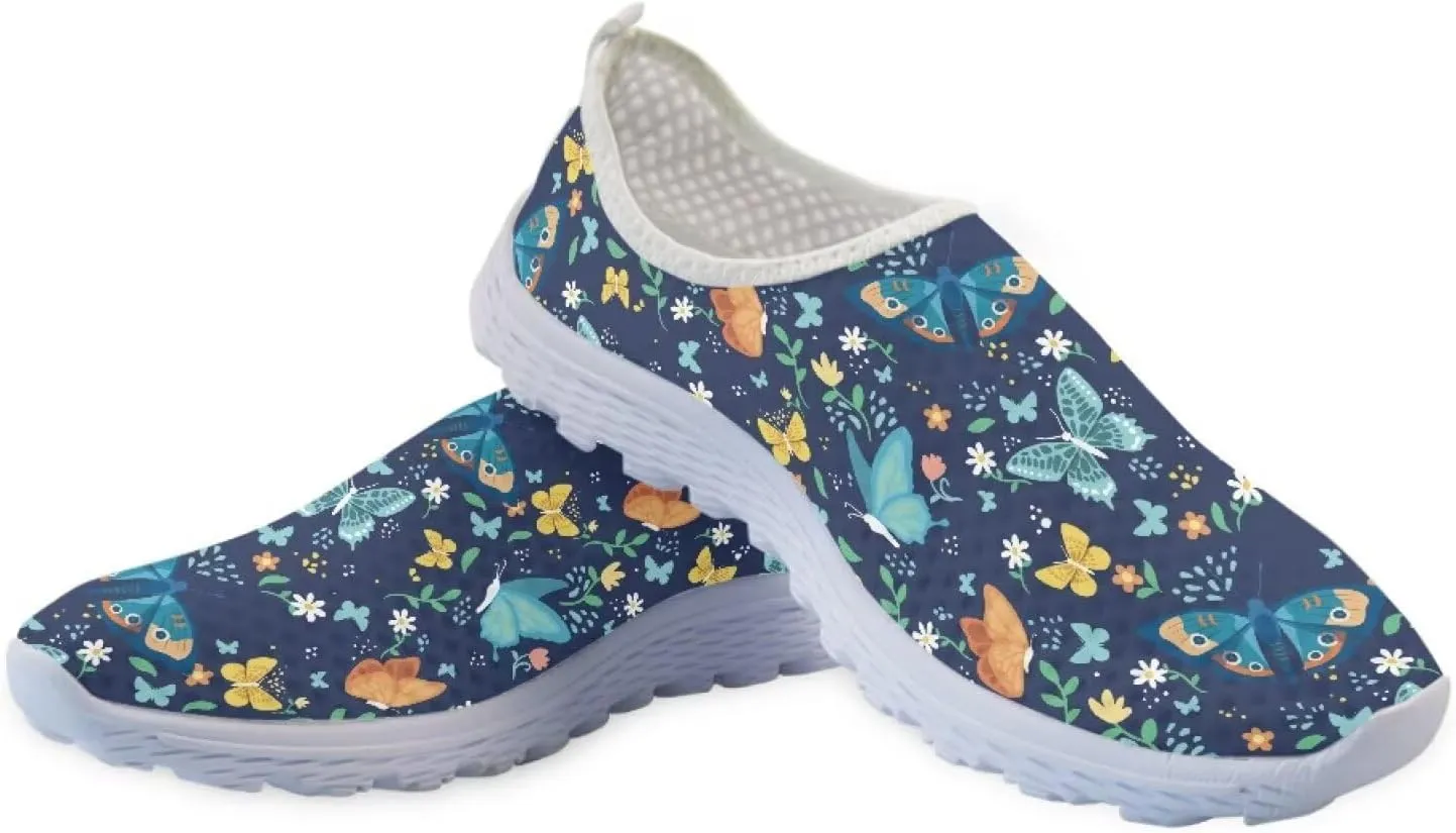 HUGS IDEA Women's Floral Mesh Slip on Shoes