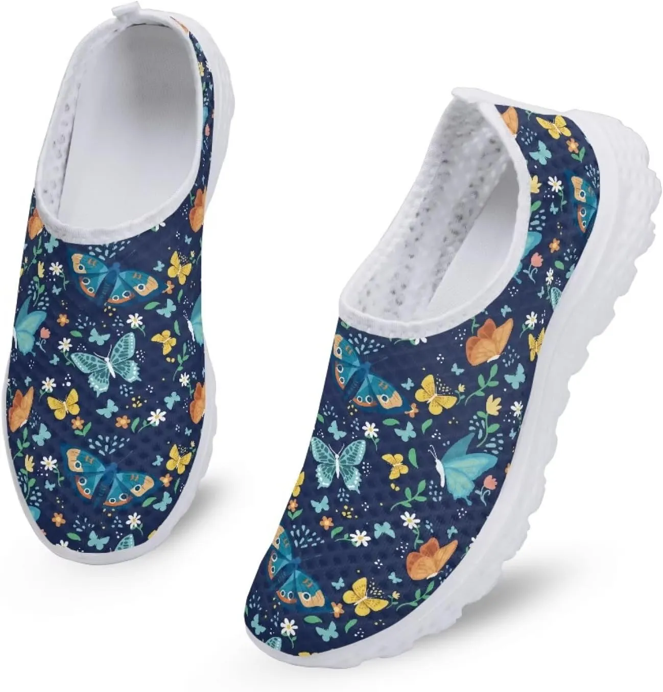 HUGS IDEA Women's Floral Mesh Slip on Shoes