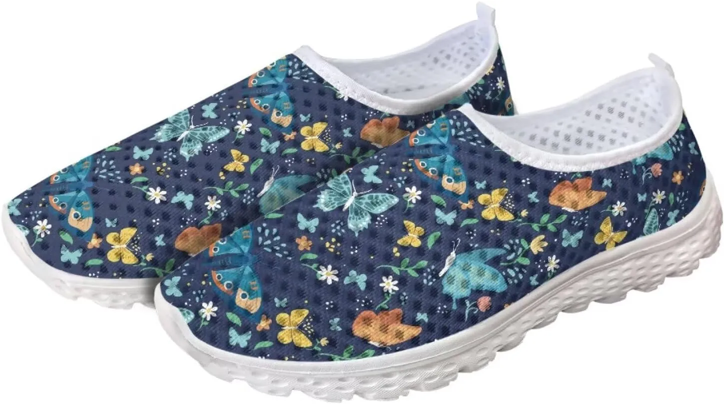HUGS IDEA Women's Floral Mesh Slip on Shoes