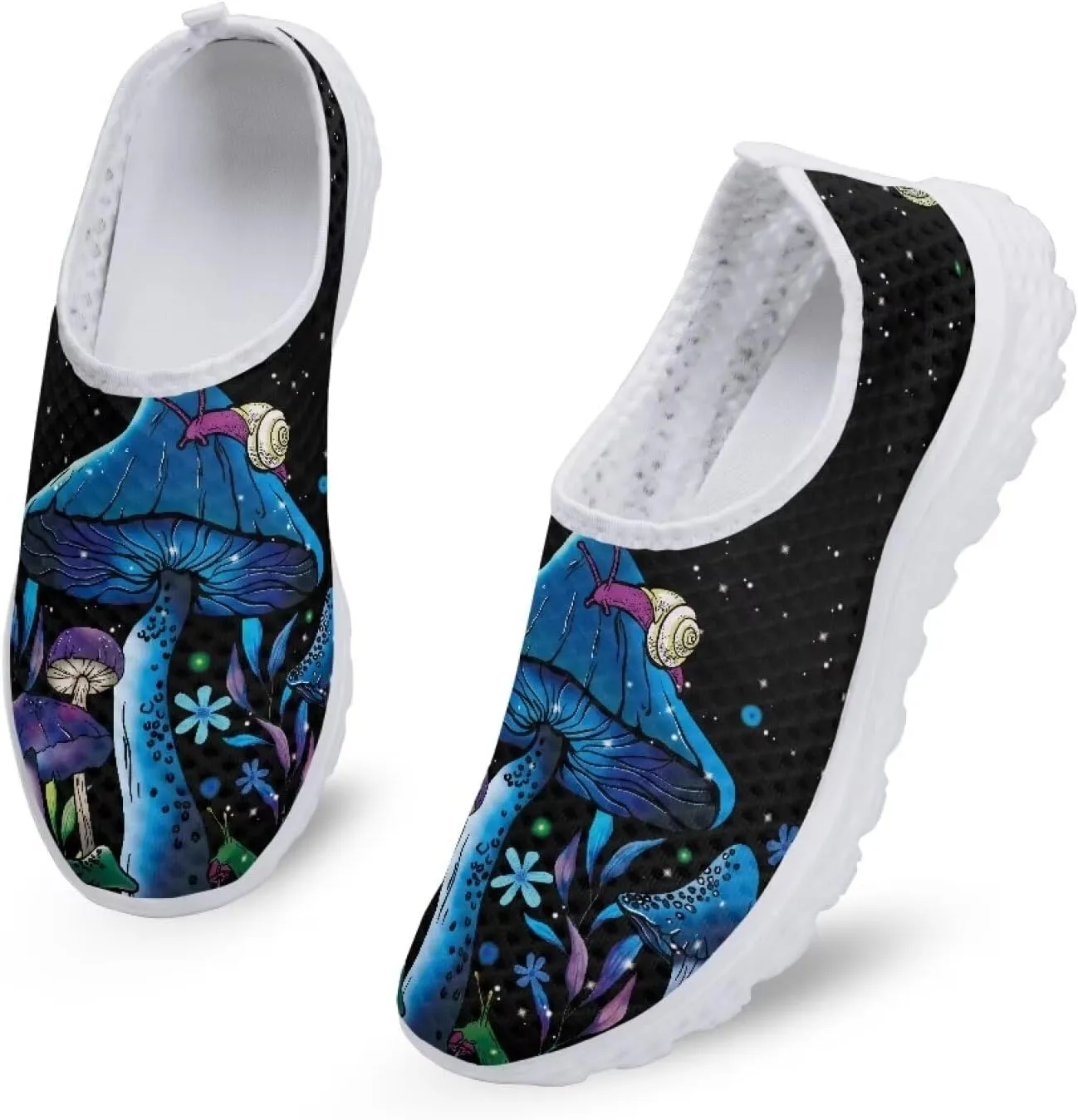 HUGS IDEA Women's Floral Mesh Slip on Shoes