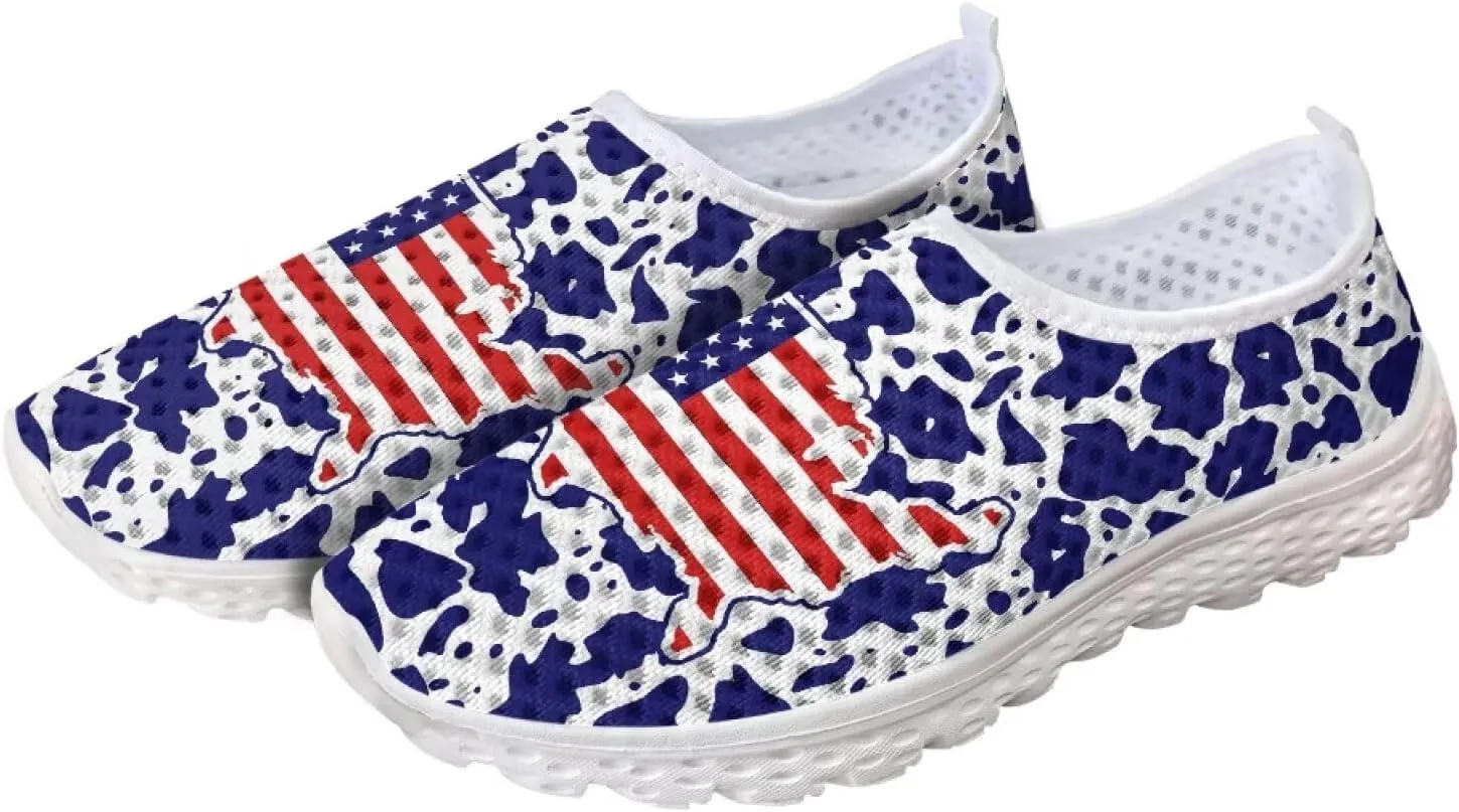 HUGS IDEA Women's Floral Mesh Slip on Shoes
