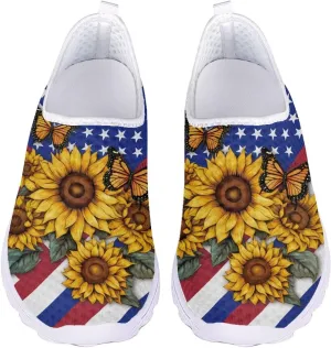 HUGS IDEA Women's Floral Mesh Slip on Shoes