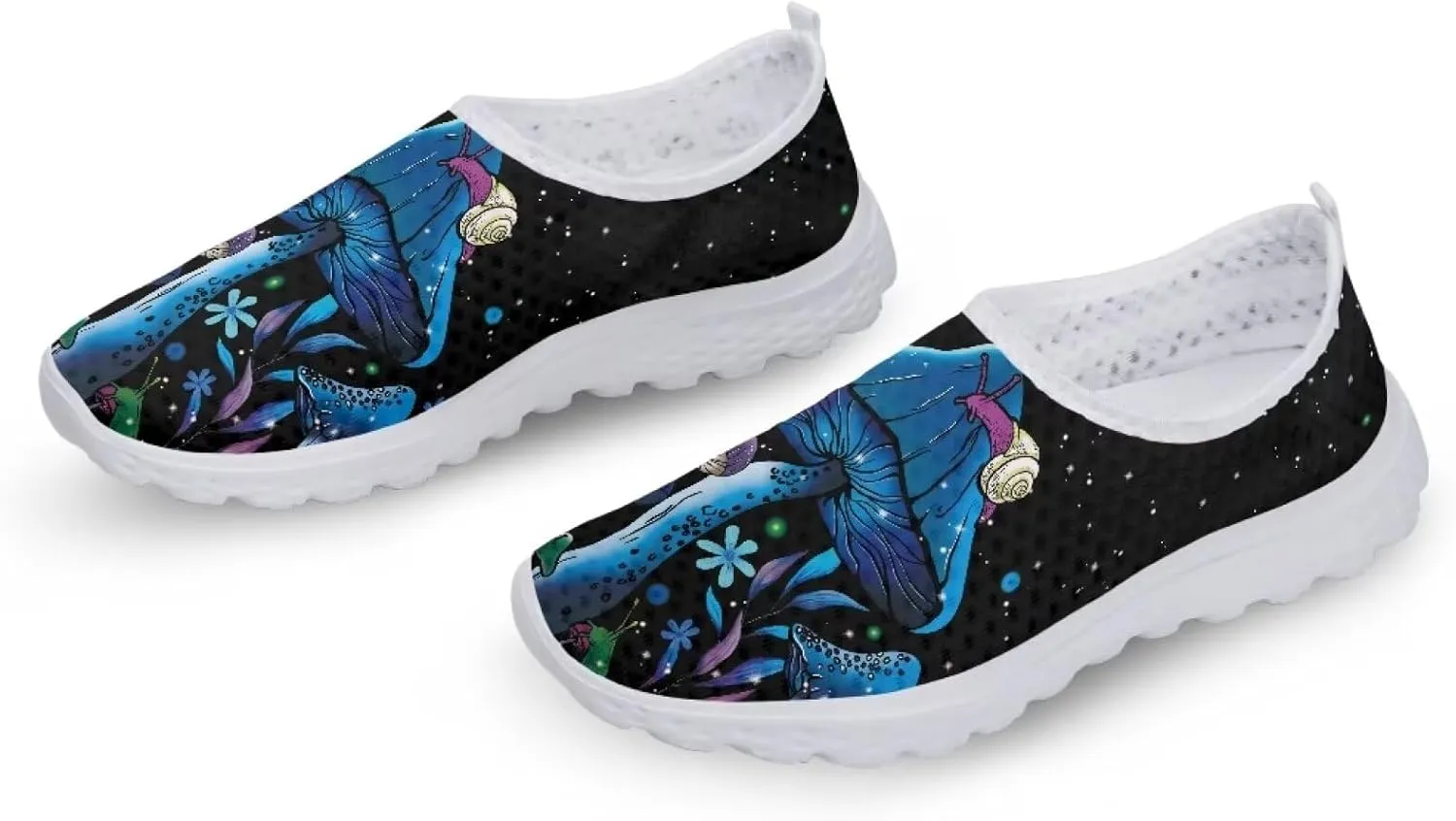 HUGS IDEA Women's Floral Mesh Slip on Shoes