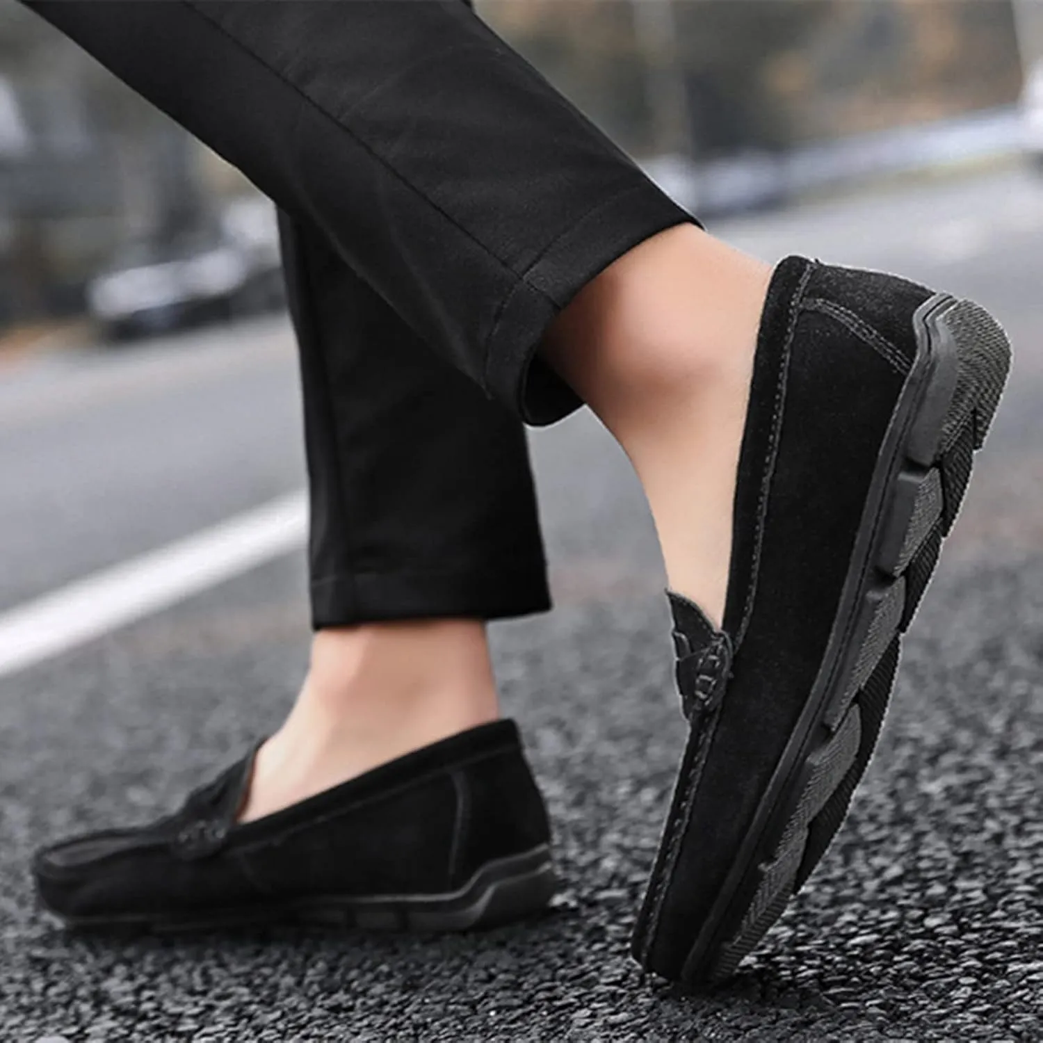 Julymens Men's Suede Leather Penny Loafers Slip-on Casual Driving Shoes