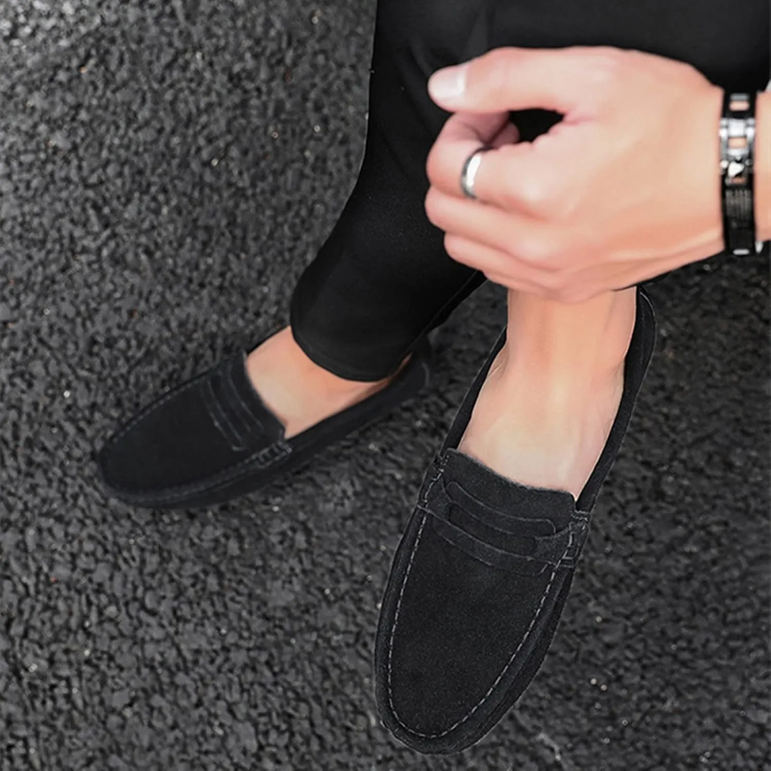 Julymens Men's Suede Leather Penny Loafers Slip-on Casual Driving Shoes