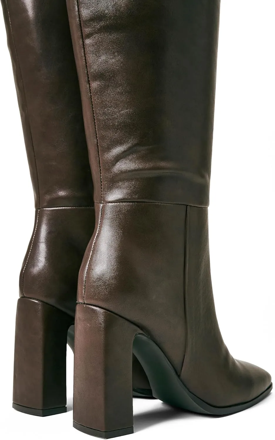 JustFab Knee High Boots Womens Square Toe Chunky Heel Tall Boots for Women High Heel Side Zipper Long Boots - Monrow