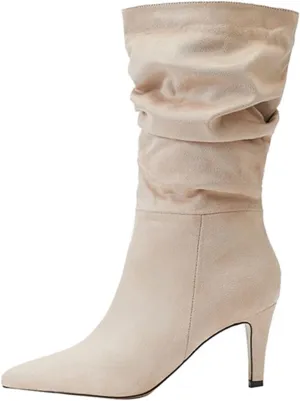 Knee High Boots for Women Mid Calf Slouchy Boots Kitten Heel Boots Suede High Heel Slip-on Stiletto Sexy Pointed Toe Booties