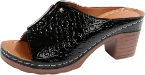 Ladies Summer Casual Bright Leather Solid Color Large Size High Heel Thick Bottom Beach Jelly Sandals for Women Heel