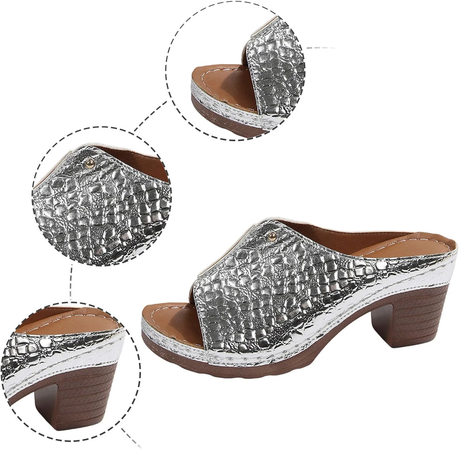 Ladies Summer Casual Bright Leather Solid Color Large Size High Heel Thick Bottom Beach Jelly Sandals for Women Heel