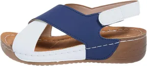 Ladies Summer Retro Solid Colour Leather Slope Heel Thick Bottom Large Size Sandals Womens Heeled Sandals Pairs