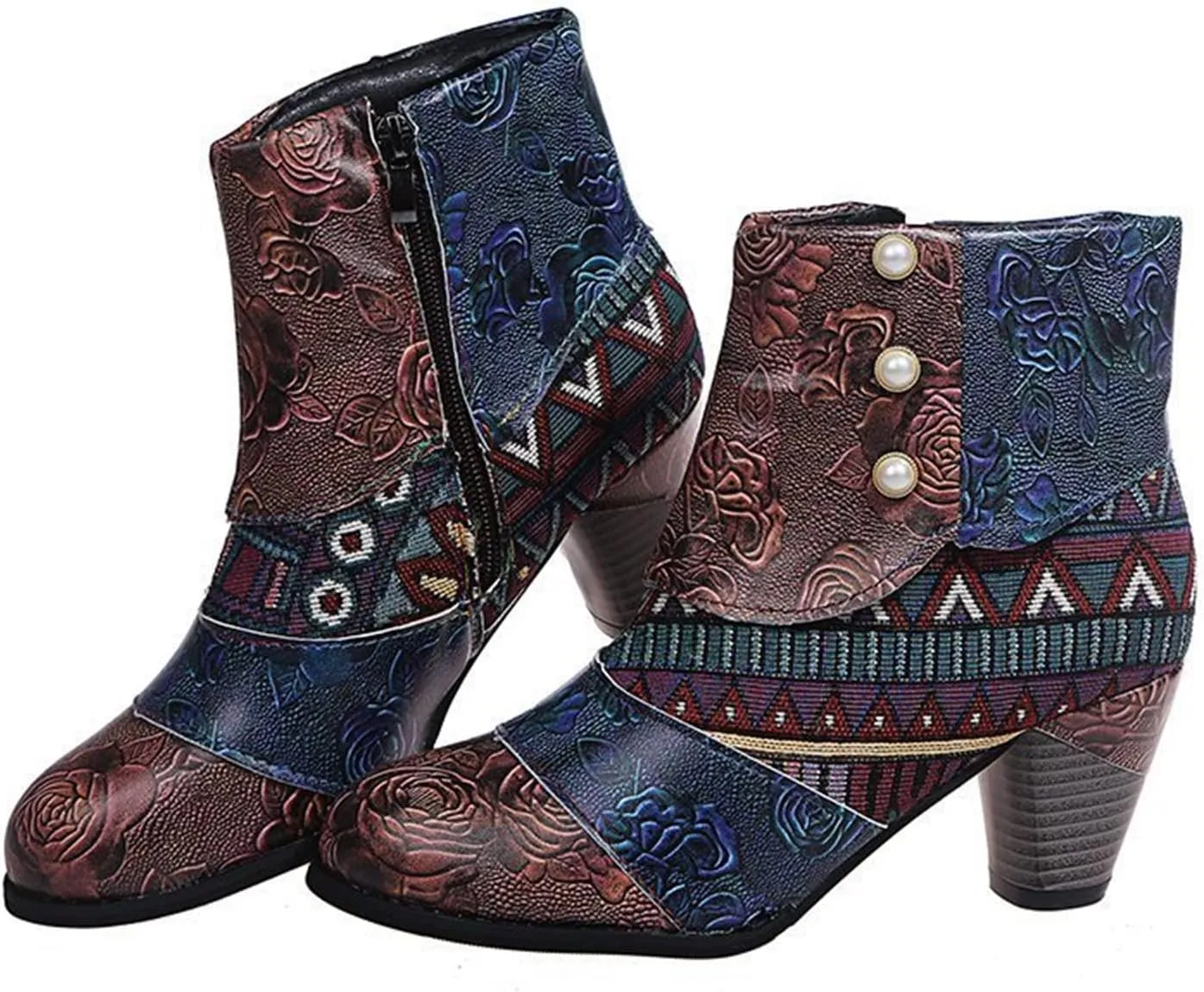 Lausiuoe Boots For Women Ankle Booties Sexy Low Heels Cowgirl Cowboy Chunky Stacked Mid Heel Zipper Western Short Boots