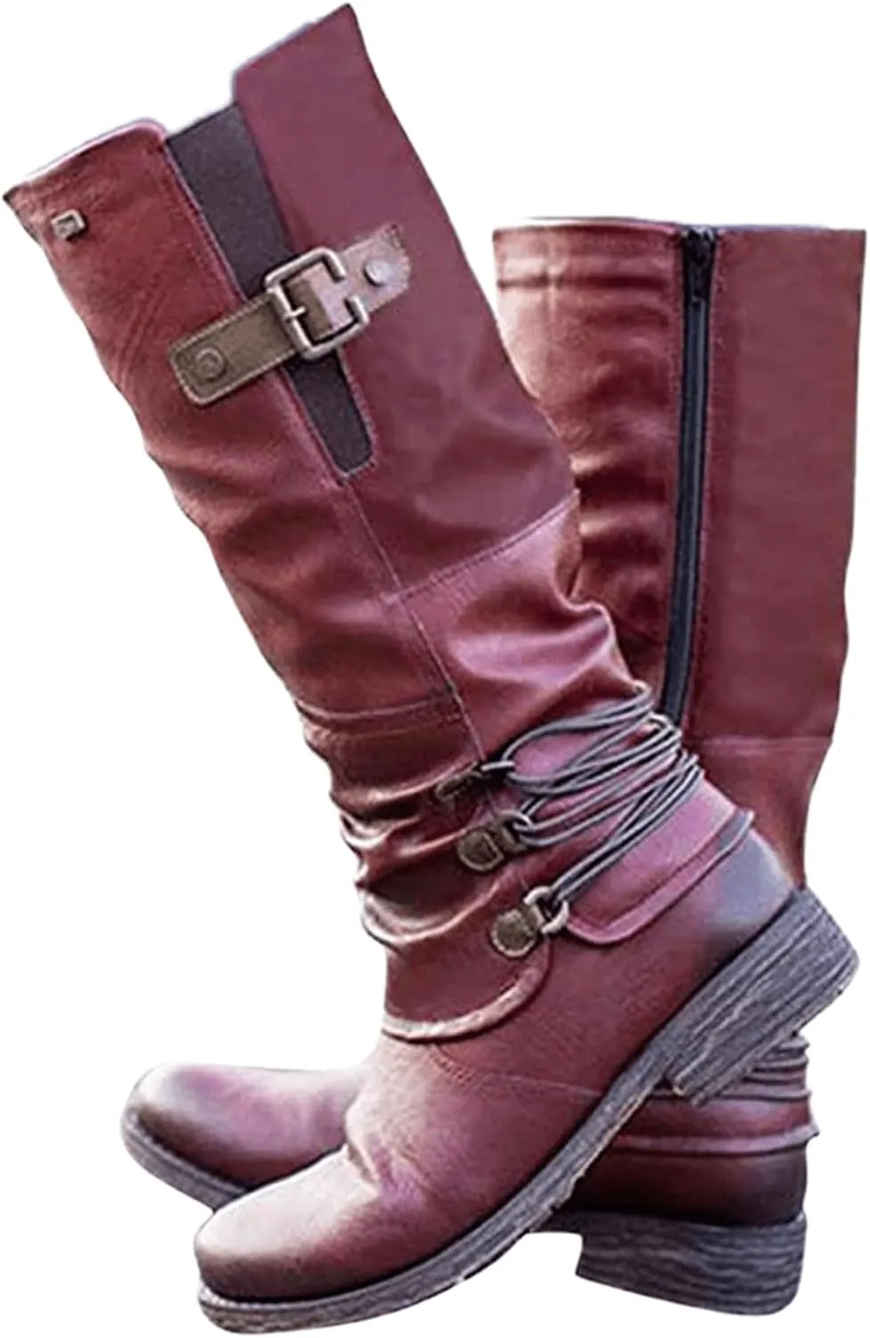 Lausiuoe Boots For Women Knee High Wide Calf Western Cowboy Cowgirl Boots Wide Width Low Heel Tall Fall Booties 2022