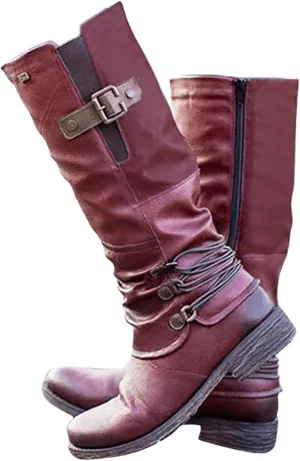 Lausiuoe Boots For Women Knee High Wide Calf Western Cowboy Cowgirl Boots Wide Width Low Heel Tall Fall Booties 2022
