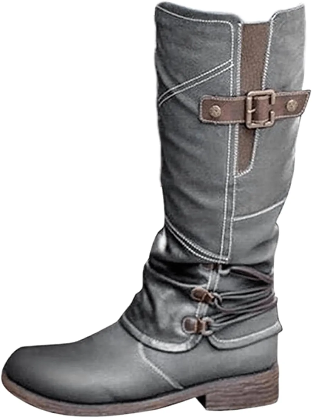 Lausiuoe Boots For Women Knee High Wide Calf Western Cowboy Cowgirl Boots Wide Width Low Heel Tall Fall Booties 2022