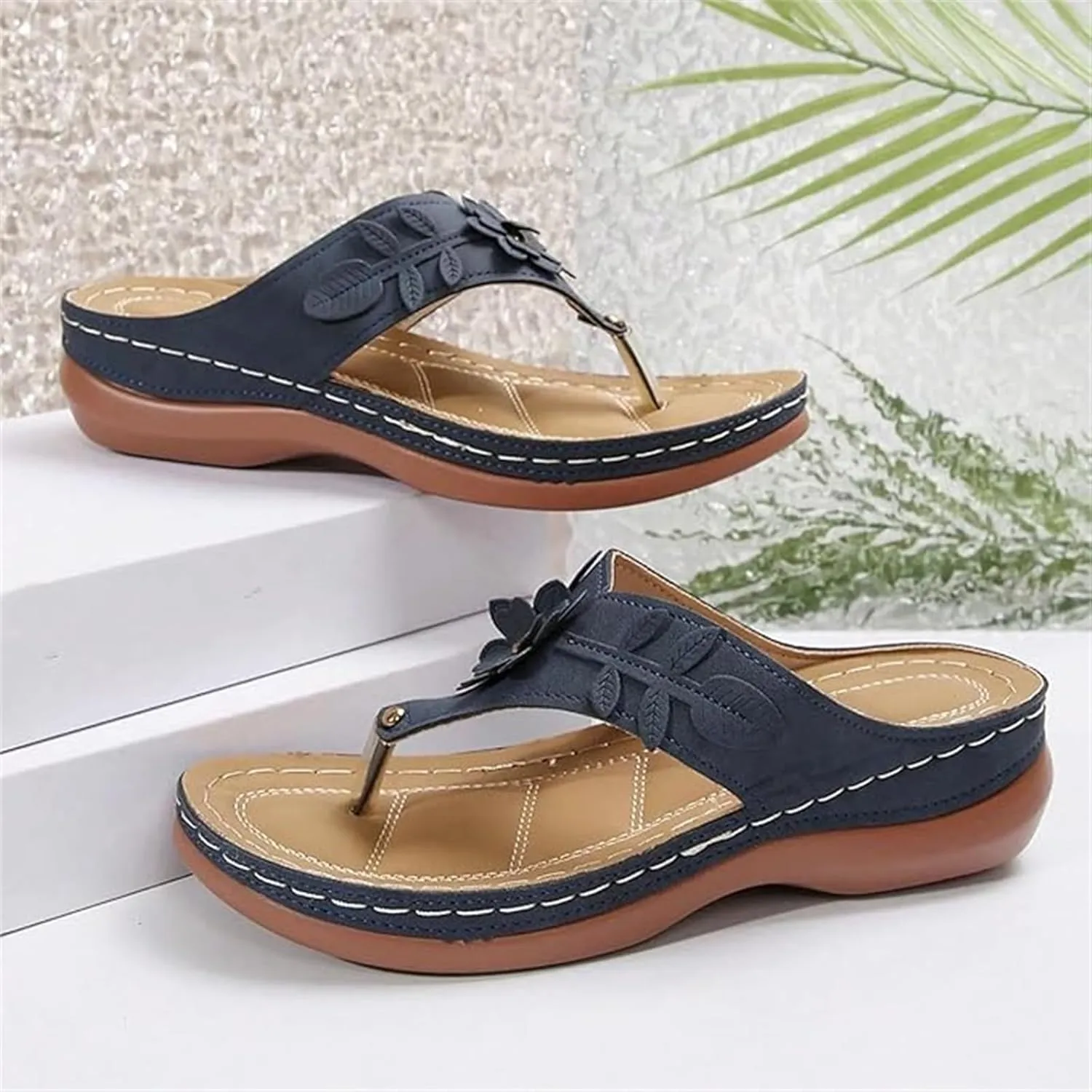 Lausiuoe Sandals For Women 2025 Comfortable Walking Dressy Summer Orthopedic Slippers Comfy Casual Soft Sole Thong Flip Flops