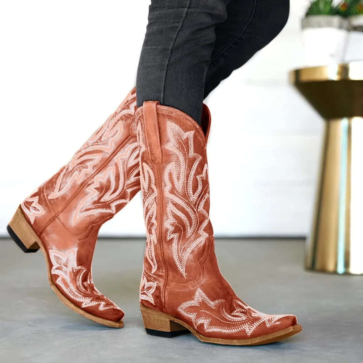 Leather Ankle Booties Wide Calf Ankle Boots for Women Small Heel Women Ankle Boots No Heel Womens Ankle Winter Boots with Zipper Fall Ankle Boots Women Comfort Soft Ankle Boots