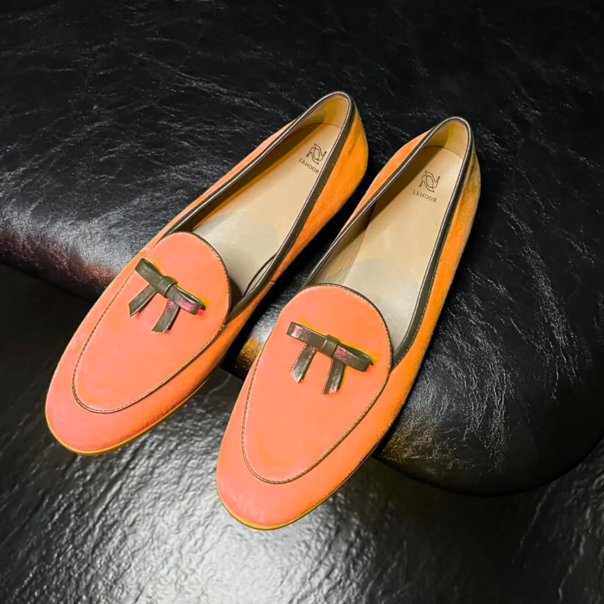 LEHOOR Women Comfy Flat Bow Loafers Suede Round Closed Toe Slip On Penny Loafer Comfortable Ballet Flats Bow-tie Office Work Flat Shoes Ladies Daily Club Driver Ballerina Flats Spring Cute 4-11 M US
