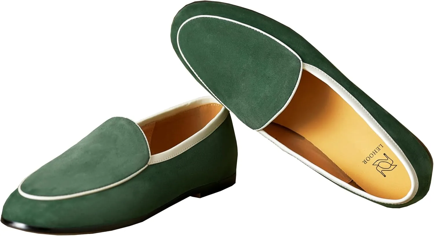 LEHOOR Women Comfy Flat Suede Loafers Round Closed Toe Slip On Penny Loafer Comfortable Ballet Flats Two-Toned Office Work Flat Shoes Ladies Ballerina Flats Classic Daily Driver Club Spring 4-11 M US