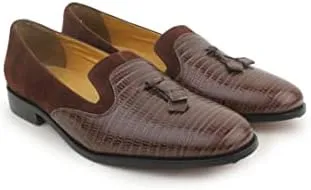 LIBERTYZENO Mens Genuine Leather Tassel Loafer Slip On Dress Shoes