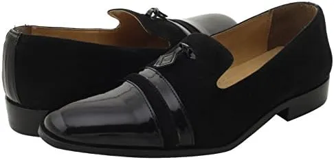 LIBERTYZENO Mens Genuine Leather Tassel Loafer Slip On Dress Shoes
