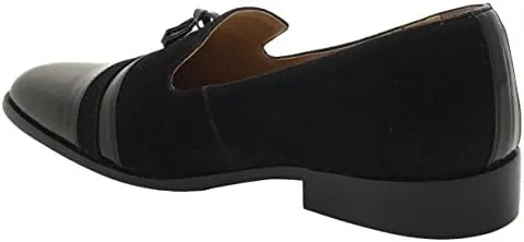 LIBERTYZENO Mens Genuine Leather Tassel Loafer Slip On Dress Shoes