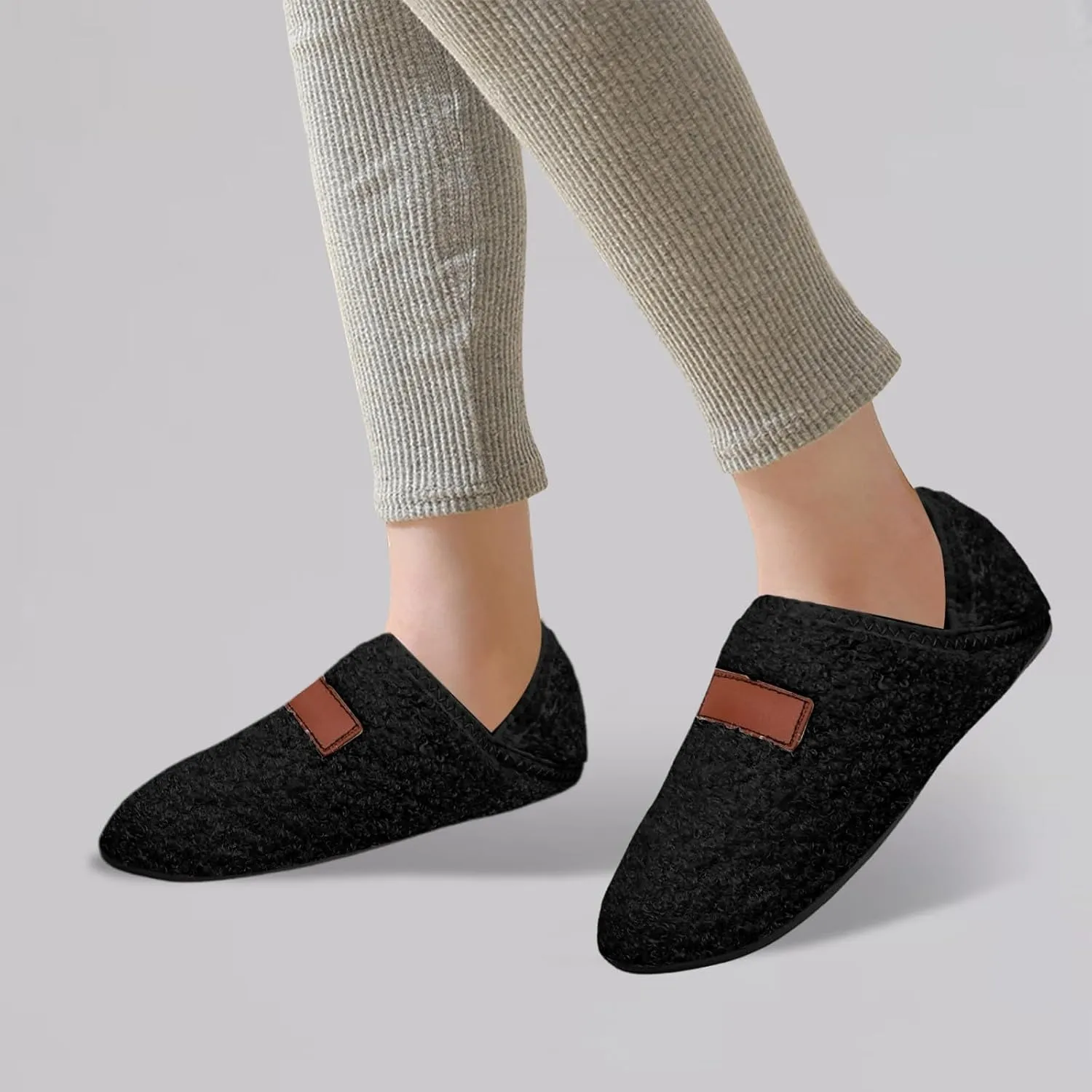 Loafers for Women Indoor Cotton Bag Heels Socks Shoes Soft Soled Home Warm Furry Shoes Yoga Dancing Slip On