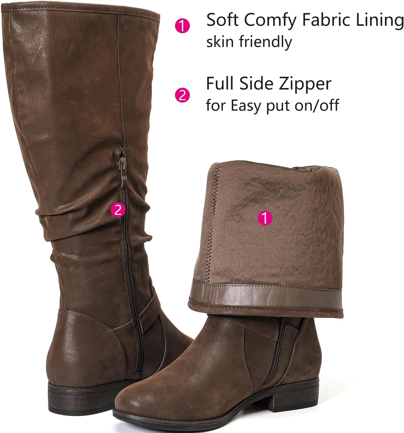 Luoika Women's Extra Wide Calf Knee High Boots, Plus Size Slouchy Knee-High Boots.