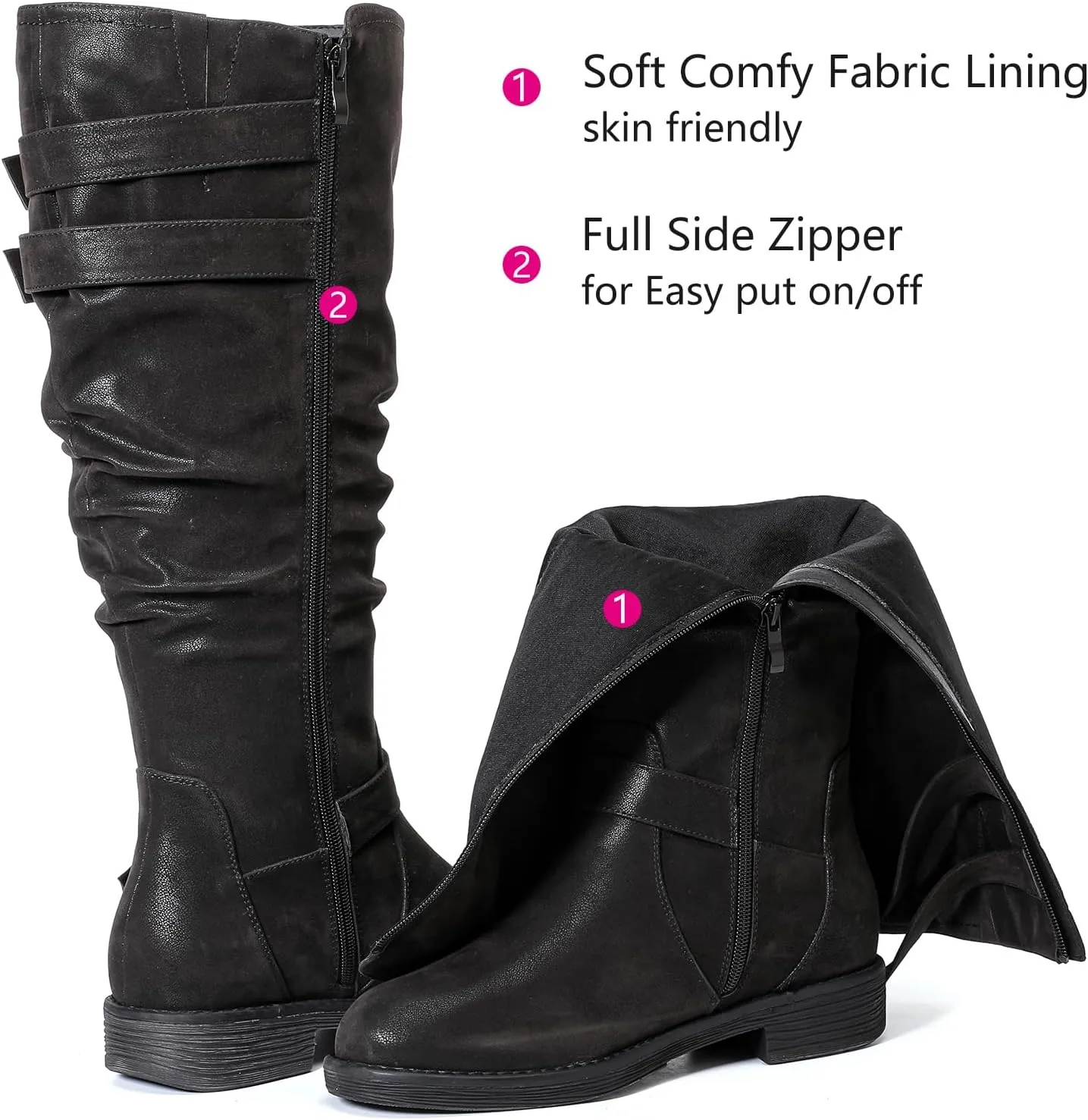 Luoika Women's Extra Wide Calf Knee High Boots, Plus Size Slouchy Knee-High Boots.