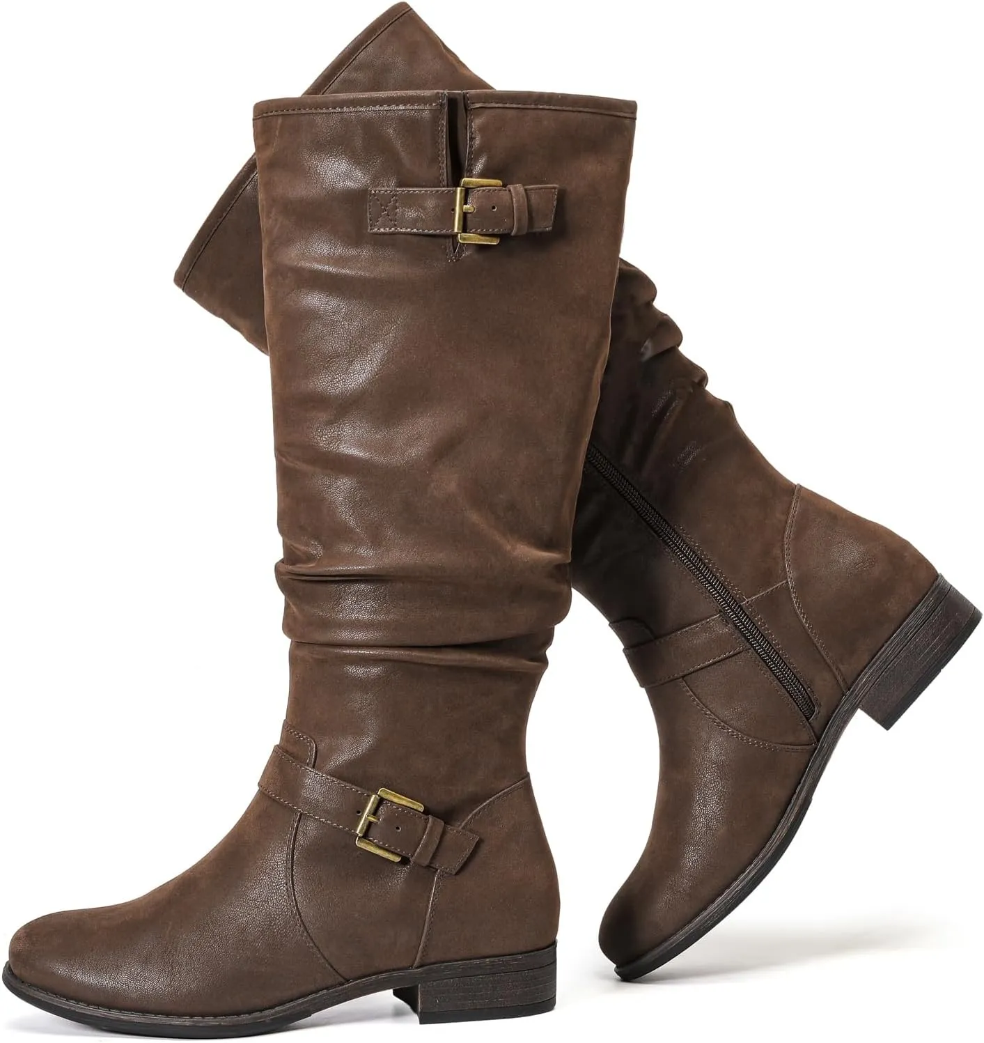 Luoika Women's Extra Wide Calf Knee High Boots, Plus Size Slouchy Knee-High Boots.