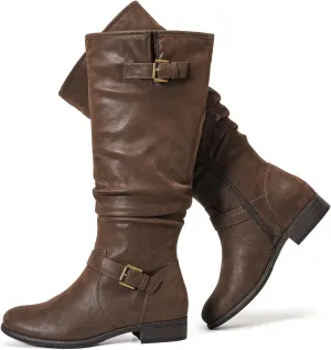 Luoika Women's Extra Wide Calf Knee High Boots, Plus Size Slouchy Knee-High Boots.
