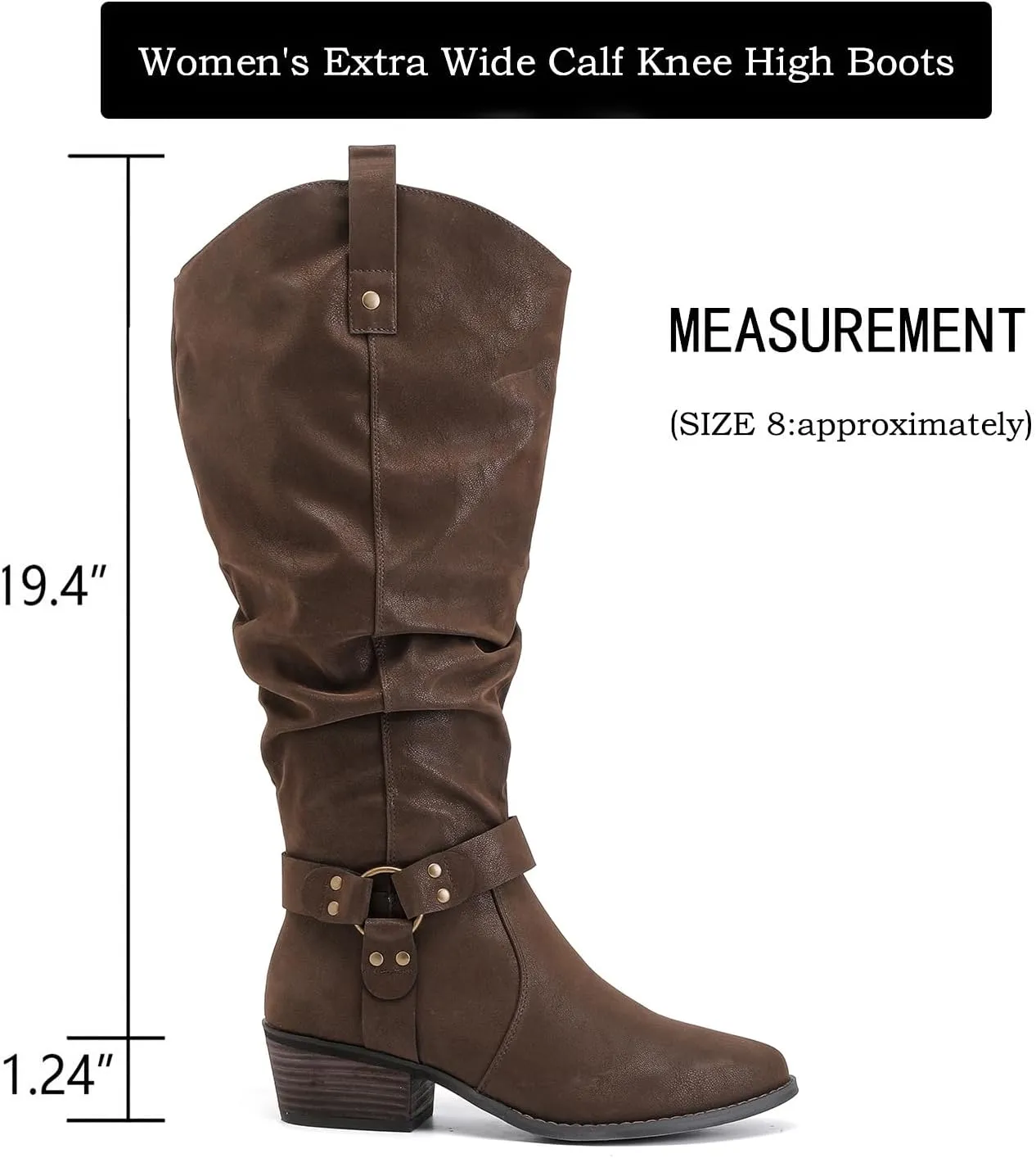 Luoika Women's Extra Wide Calf Knee High Boots, Wide Width Slouchy Knee-High Boots.
