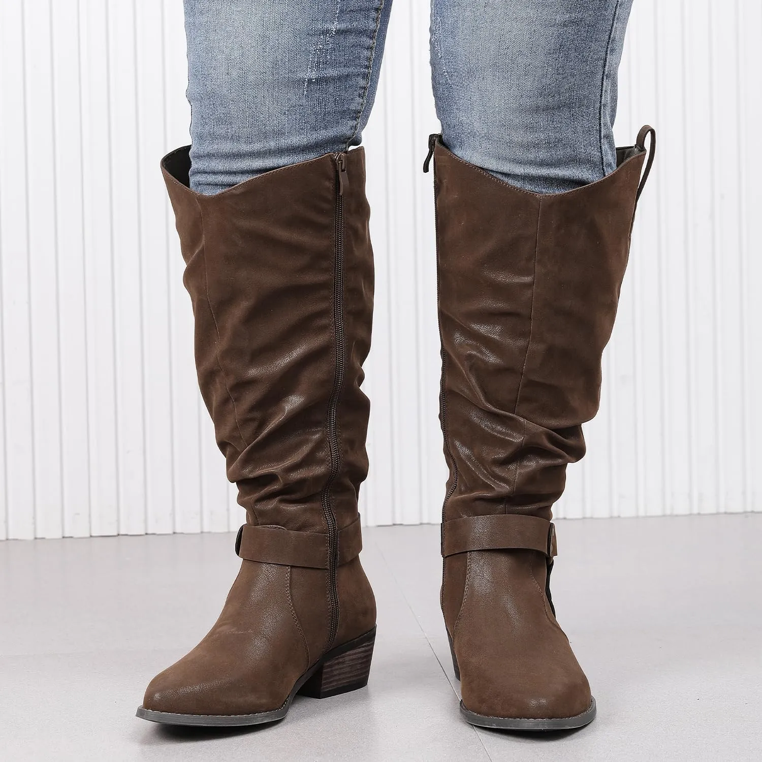 Luoika Women's Extra Wide Calf Knee High Boots, Wide Width Slouchy Knee-High Boots.