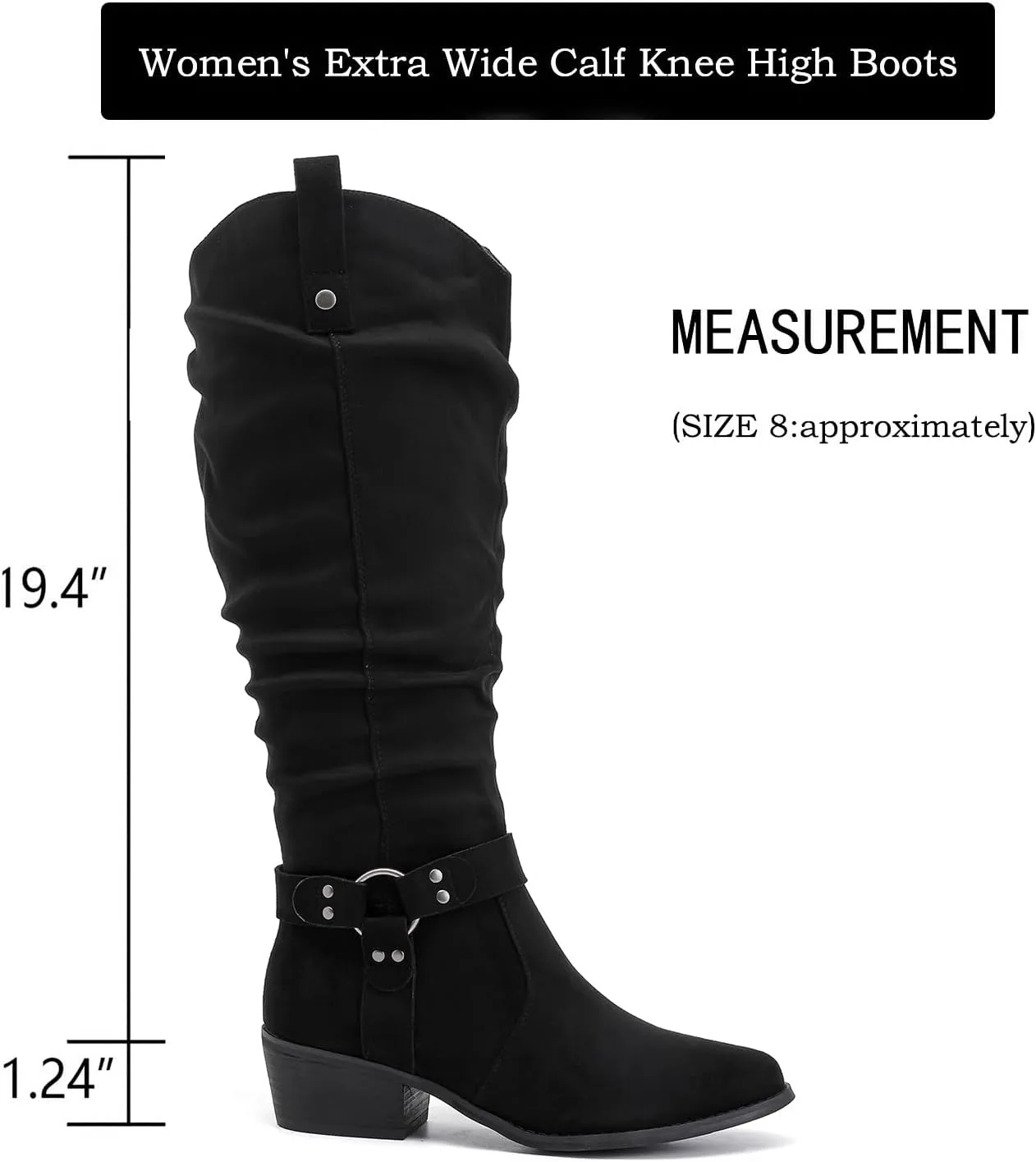 Luoika Women's Extra Wide Calf Knee High Boots, Wide Width Slouchy Knee-High Boots.