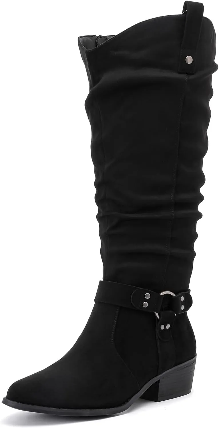 Luoika Women's Extra Wide Calf Knee High Boots, Wide Width Slouchy Knee-High Boots.