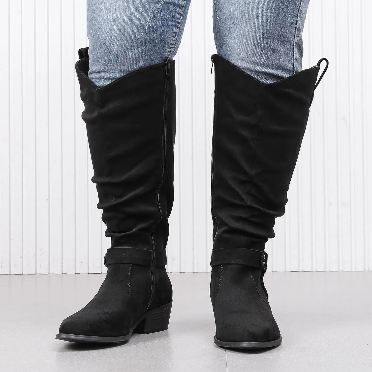 Luoika Women's Extra Wide Calf Knee High Boots, Wide Width Slouchy Knee-High Boots.