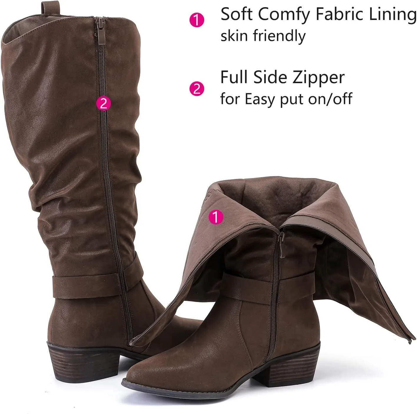 Luoika Women's Extra Wide Calf Knee High Boots, Wide Width Slouchy Knee-High Boots.