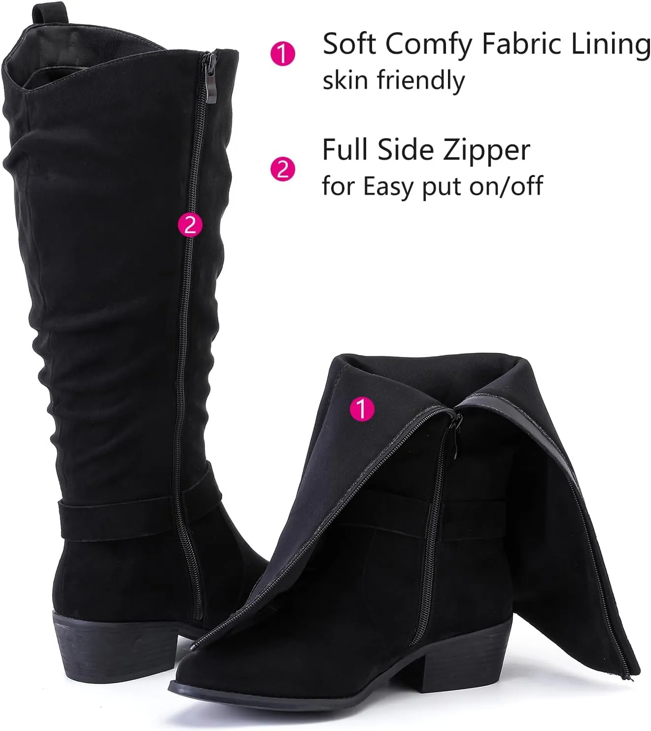 Luoika Women's Extra Wide Calf Knee High Boots, Wide Width Slouchy Knee-High Boots.