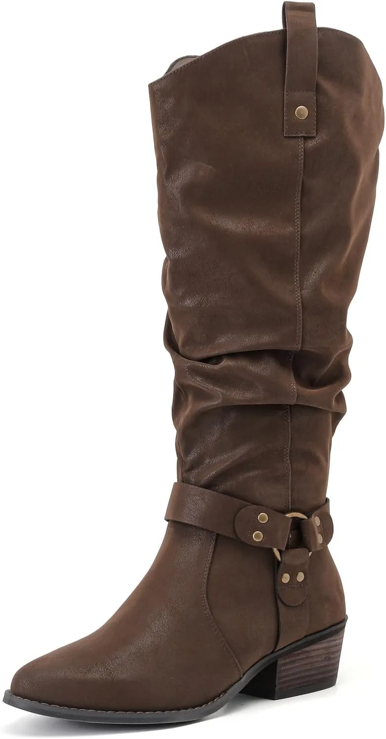 Luoika Women's Extra Wide Calf Knee High Boots, Wide Width Slouchy Knee-High Boots.