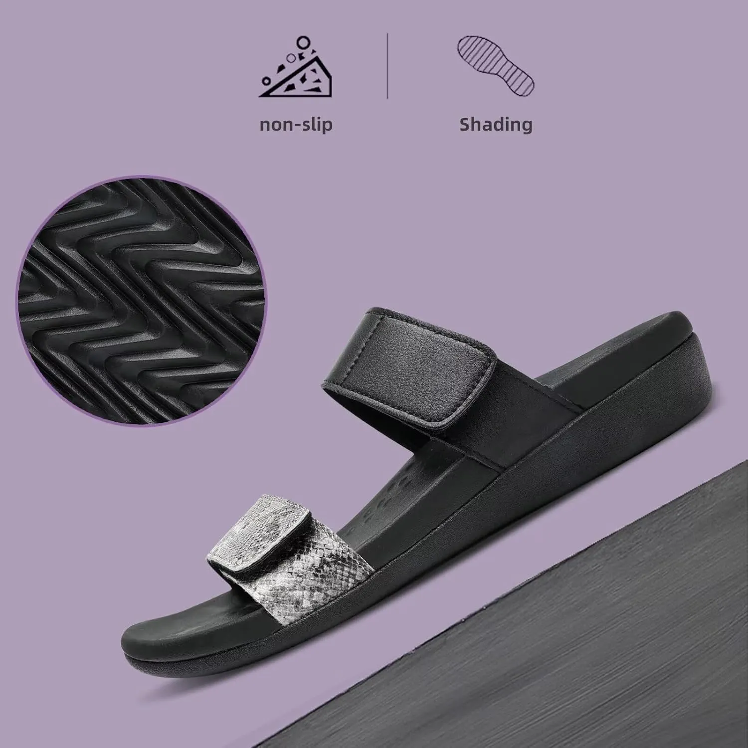 MEGNYA Orthotic Sandals for Women, Plantar Fasciitis Sandals for Flat Feet, Orthopedic Walking Slide Sandals with Arch Support