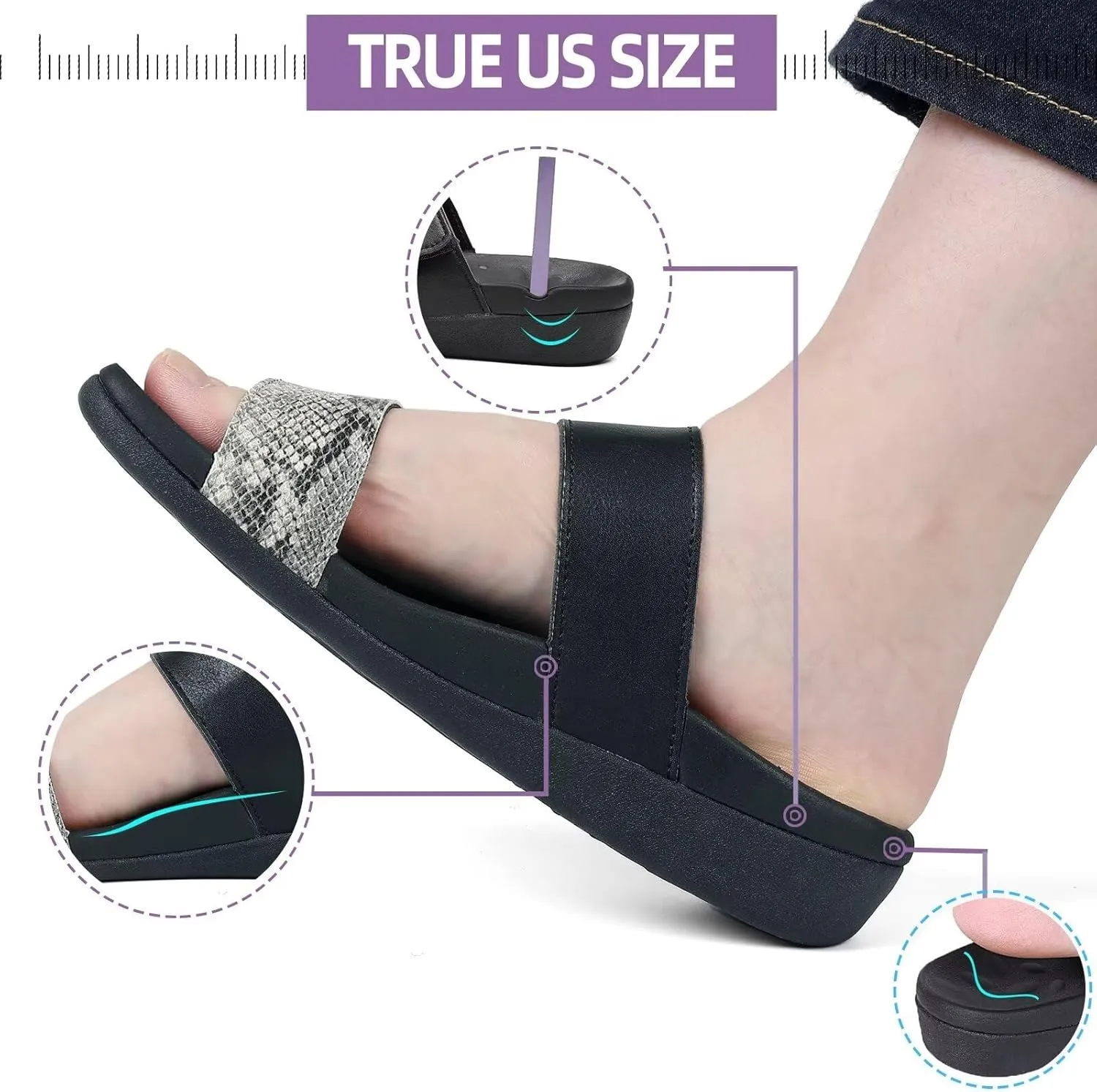 MEGNYA Orthotic Sandals for Women, Plantar Fasciitis Sandals for Flat Feet, Orthopedic Walking Slide Sandals with Arch Support