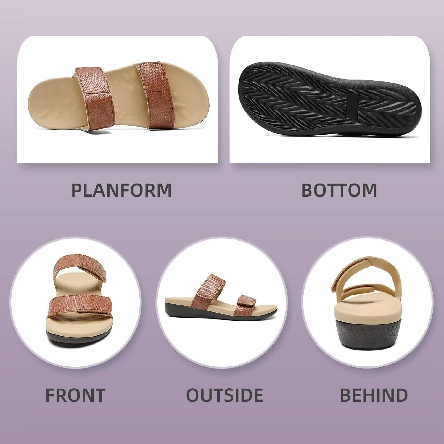 MEGNYA Orthotic Sandals for Women, Plantar Fasciitis Sandals for Flat Feet, Orthopedic Walking Slide Sandals with Arch Support