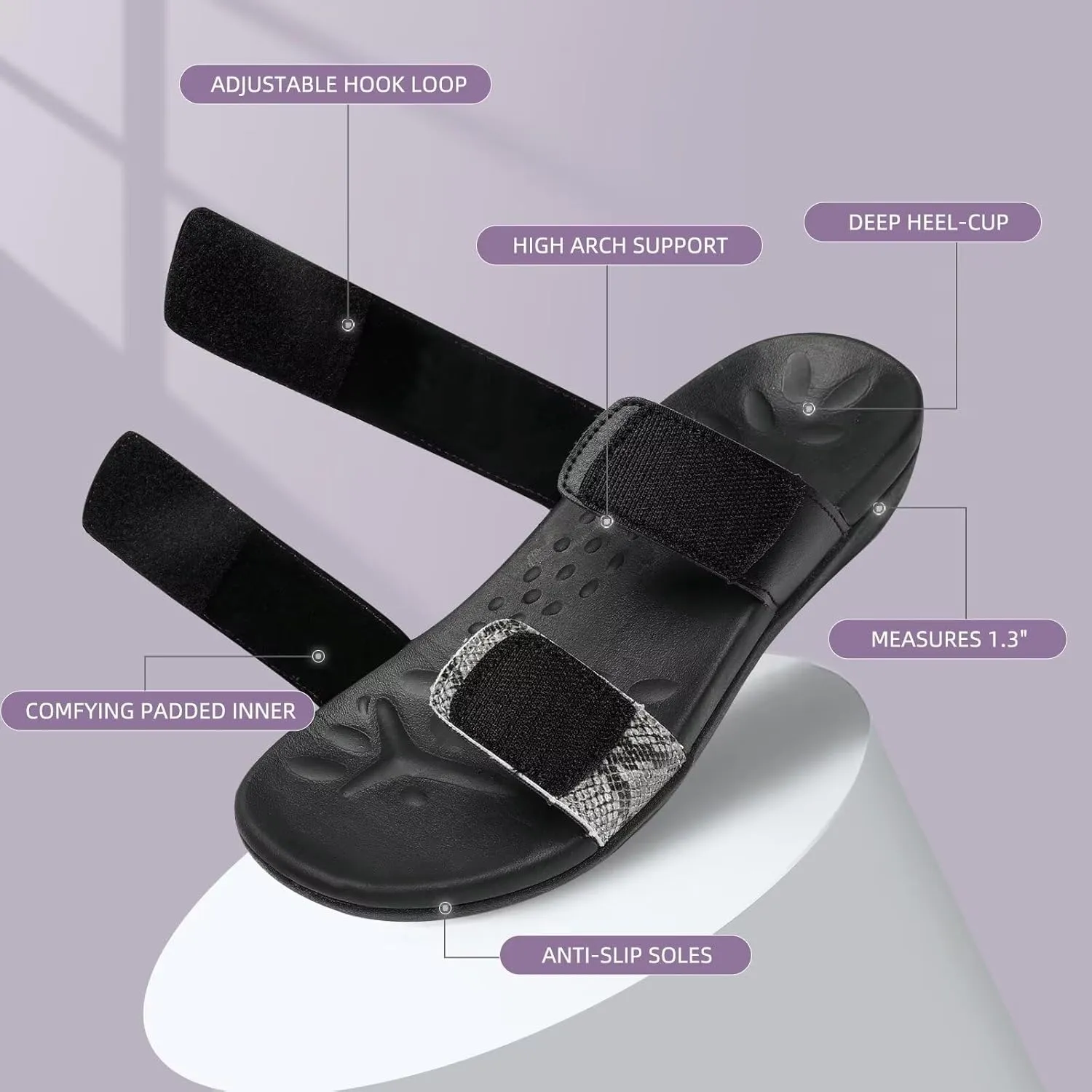 MEGNYA Orthotic Sandals for Women, Plantar Fasciitis Sandals for Flat Feet, Orthopedic Walking Slide Sandals with Arch Support