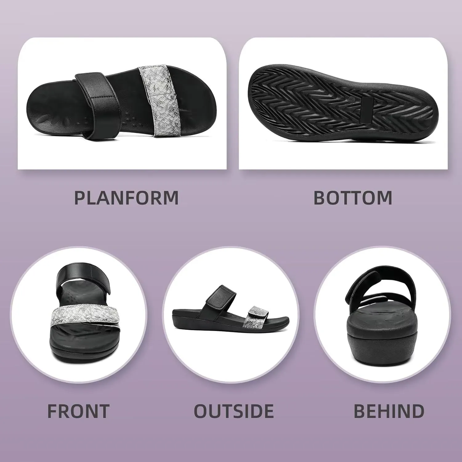 MEGNYA Orthotic Sandals for Women, Plantar Fasciitis Sandals for Flat Feet, Orthopedic Walking Slide Sandals with Arch Support