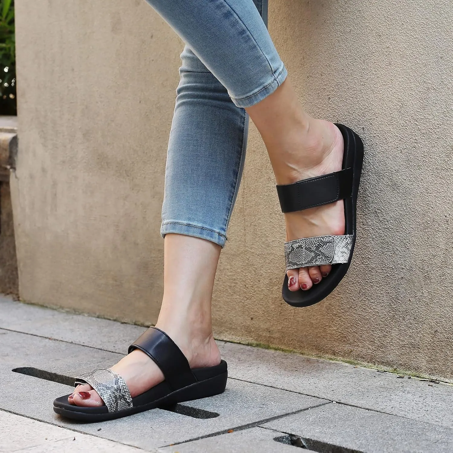 MEGNYA Orthotic Sandals for Women, Plantar Fasciitis Sandals for Flat Feet, Orthopedic Walking Slide Sandals with Arch Support