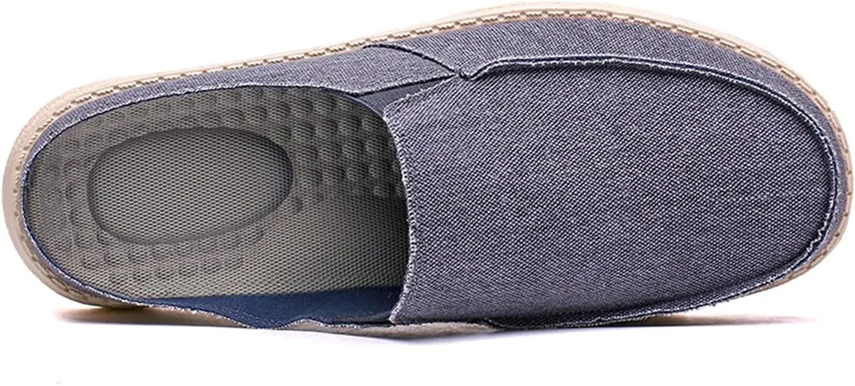 Mens Backless Slippers Canvas Mule Sneakers Breathable Slip on Driving Shoes