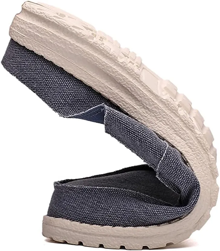 Mens Backless Slippers Canvas Mule Sneakers Breathable Slip on Driving Shoes