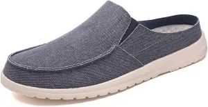 Mens Backless Slippers Canvas Mule Sneakers Breathable Slip on Driving Shoes