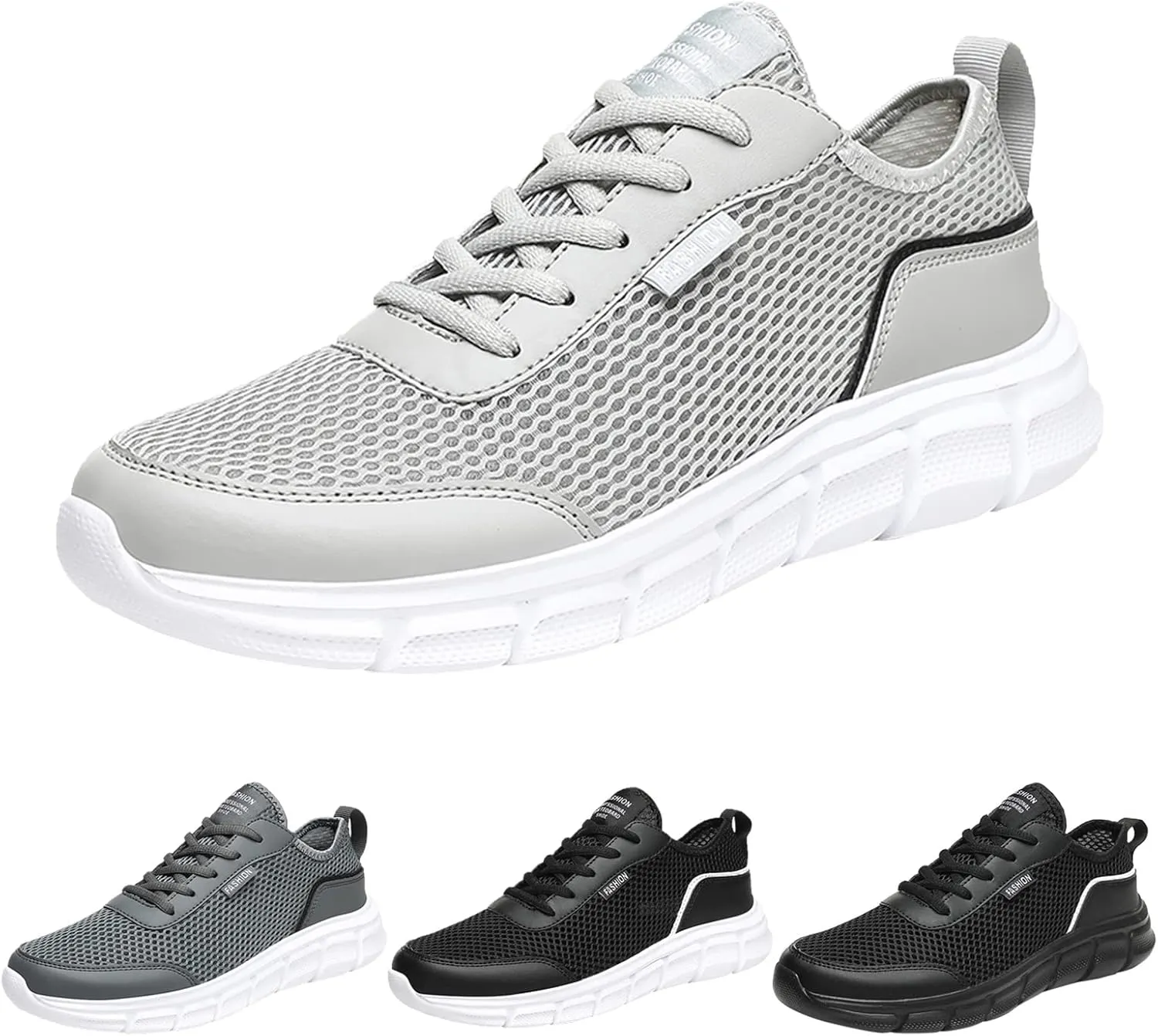 Men's Casual Shoe Fashion Spring and Summer Men Sports Shoes Flat Lightweight Mesh Breathable Lace Up Solid Color Casual