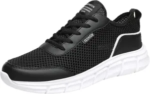 Men's Casual Shoe Fashion Spring and Summer Men Sports Shoes Flat Lightweight Mesh Breathable Lace Up Solid Color Casual